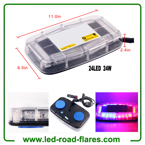 12V 24W 24 LED Emergenecy Warning Flashing Lights Amber Hazard Beacon Lights Bar Recovery Strobe Light with Magnetic Base