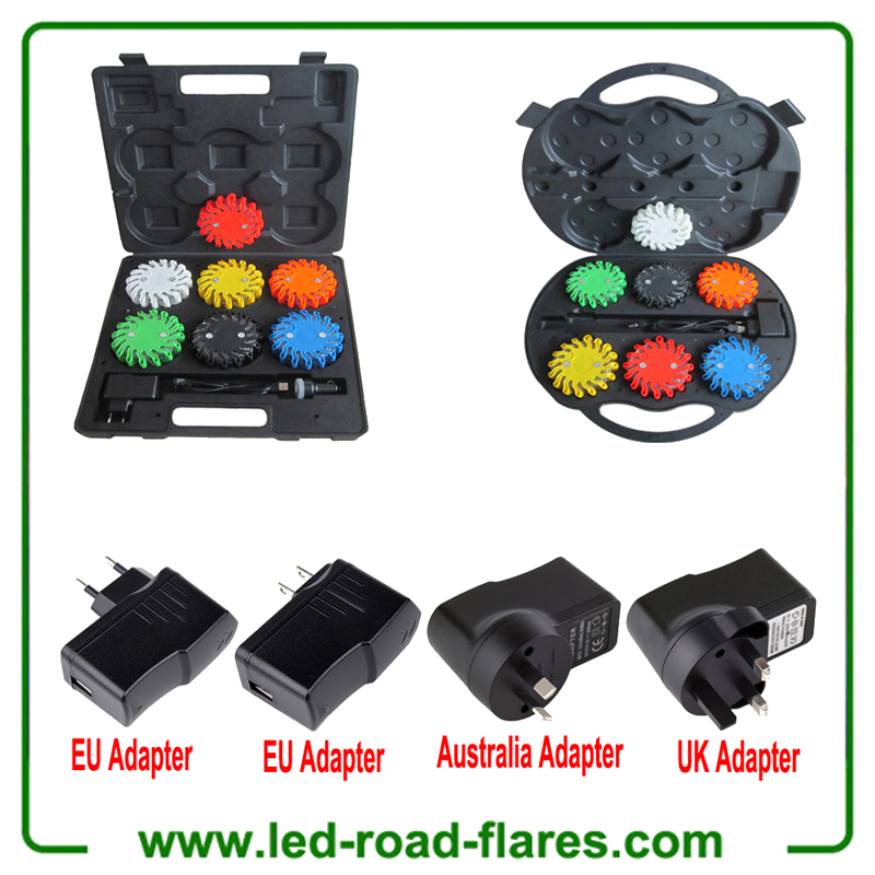 6 Pack Rechargeable Led Road Flares Flashing Warning Light Roadside Led Safety Flares Emergency Beacon Disc