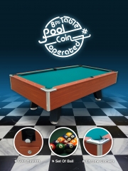 Coin-operated 8ft  slated bed commercial pool table