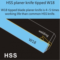 Hot selling new tool tipped W18 blade HSS planer knife for hard wood