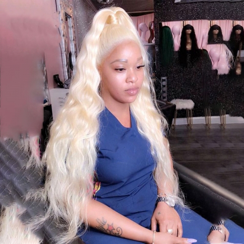 FashionPlus Hair Brazilian Body Wave Wig 613 Lace Front Wig Pre Plcuked  Wigs for Black Women 