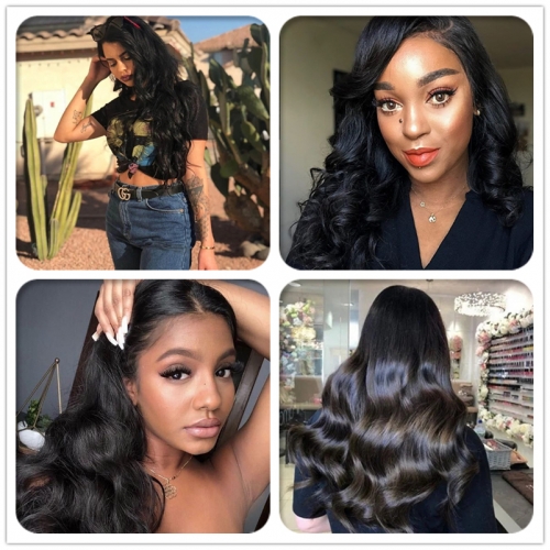 FashionPlus Hair Hight Density Body Wave Peruvian Hair Lace Closure Wigs Pre Plucked With Baby Hair