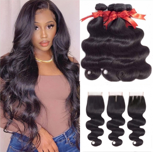 FashionPlus 4 Bundles With Closure High Quality 9A Grade Virgin Indian Straight Hair Deales