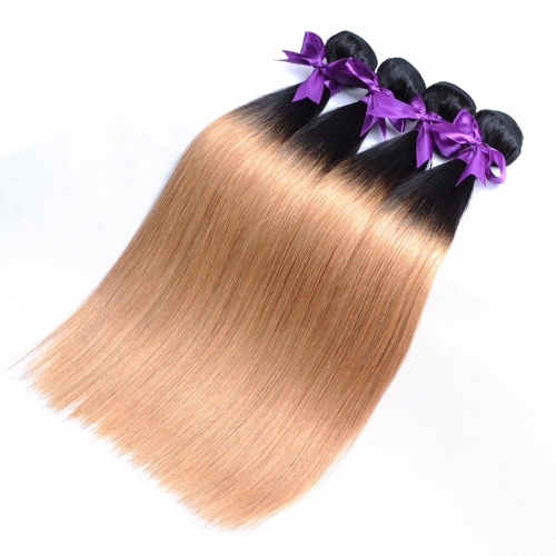 Fashionplus Hair 9A Grade Good Quality 4 Bundles Tone 1B/27 Ombre Peruvian Straight Human Hair Extension