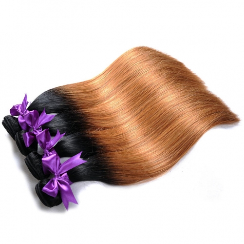 Fashionplus Hair 9A Grade Good Quality 4 Bundles Tone 1B/30 Ombre Peruvian Straight Human Hair Extension