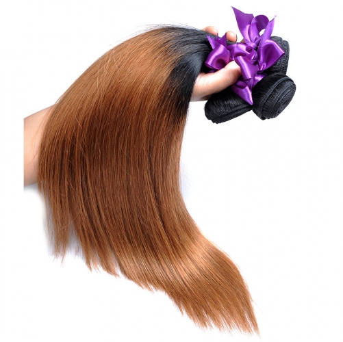 Fashionplus Hair 9A Grade 3 Bundles Brazilian Ombre Straight Human Hair Tone T1B/30 Ombre Hair Weave