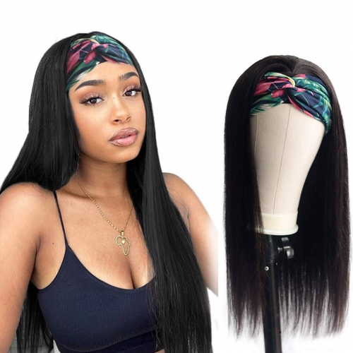 FashionPlus Best Long Straight Hair Headband Wigs Human Hair Glueless Wigs 150% Density Natural Black