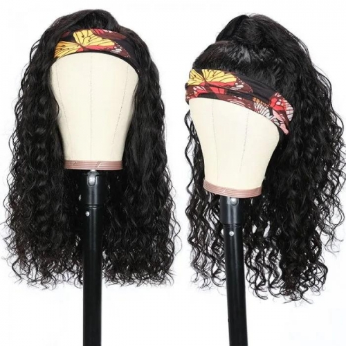 FashionPlus Water Wave Wigs Half Wig With Headband 100% Virgin Hair Long Headband Wig Fashion