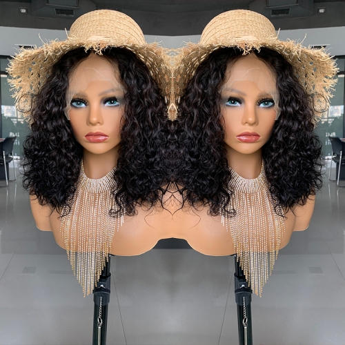 FashionPlus Free Part 8~16 Inch Water Wave Lace Front Bob Wig 180% Density