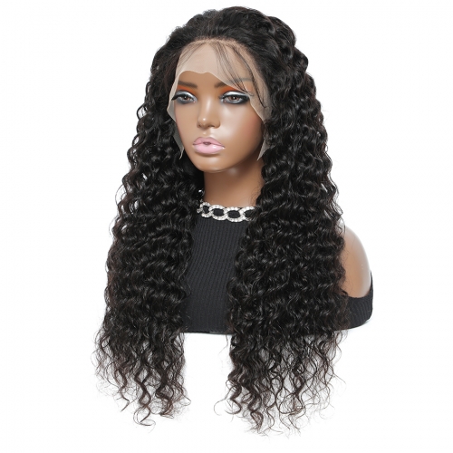 FashionPlus Bleached Knots Kinky Curly Wave Unprocessed Brazilian Hair 13"x4" Lace Frontal Wig Pre Plucked Hairline