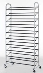 50 Pair Free Standing 10 Tier Shoe Tower Rack Chrome Metal Shoe Rack S59