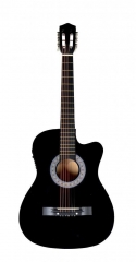 Black Electric Acoustic Guitar Cutaway Design With Guitar Case, Strap, Tuner T4