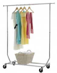 Heavy Duty Clothes Rack Sturdy Rod Garment Rack Large Collapsible Rolling rack Commercial Grade with Length and Height Adjustable Metal Extendable