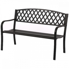 50" Patio Garden Bench Park Yard Outdoor Furniture Steel Frame Porch Chair N33