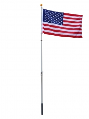 16/20/25FT Flag Pole Kit Telescopic Aluminum Flagpole US Flag Ball Fly 2 Flags F