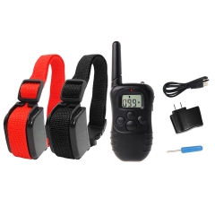 LCD Electric Shock Vibra Remote Dog Pet Safe Training Collar (2 Collar) 2DR