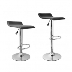 2 Pcs Black New Modern Adjustable Synthetic Leather Swivel Bar Stools Chairs B08