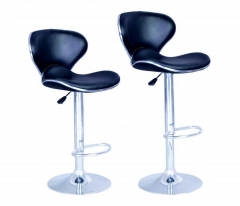 SET of 2 Bar Stools Black PU Leather Modern Hydraulic Swivel Dinning Chair B03