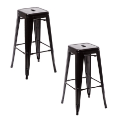 Metal Frame Tolix Style Bar Stool Industrial Chair Set