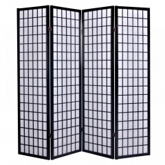 New  4 Panel Room Divider Screen Oriental Style Shoji Solid Wooden Screen