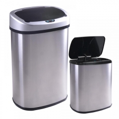 New 13 and 2.4 Gallon Touch-Free Sensor Automatic Stainless-Steel Trash Can 09R