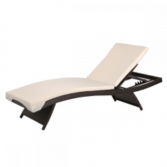 Adjustable Pool Chaise Lounge Chair Outdoor Patio Bed PE Wicker W/Cushion MT2