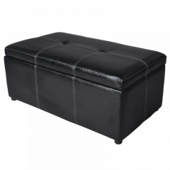 Black Rectangle Storage Ottoman with Sturdy Construction and Easy to Clean S15