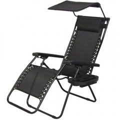 New Zero Gravity Chair Lounge Patio Chairs Outdoor with Canopy Cup Holder HO43