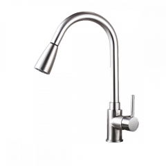 16" Kitchen Sink Faucet Brushed Nickel Pull-Out Spray Swivel Spout Dispenser 16