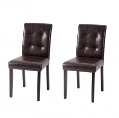 Set of 2 Brown Leather Contemporary Elegant Design Dining Chairs Home Room B04
