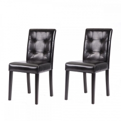 Set of 2 Black Leather Contemporary Elegant Design Dining Chairs Home Room B04