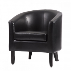 New Black Modern PU Leather Tub / Barrel Arm Chair Club Seat Furniture R28
