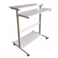 New White Home Office Adjustable Standing Desk Workstation w/Casters Tray L100