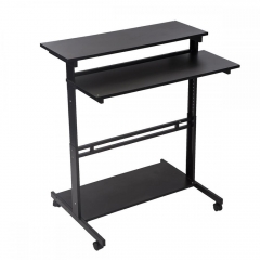 Black Home Office Adjustable Standing Desk Workstation w/Casters Tray L100