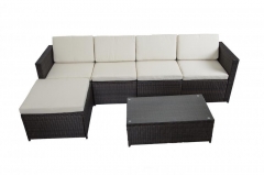 6 PCS Outdoor Patio Sofa Set Sectional Furniture PE Wicker Rattan Deck Couch F3