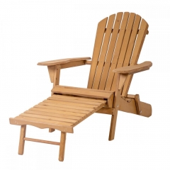 Outdoor Wood Adirondack Chair Foldable w/ Pull Out Ottoman Patio Furniture 240