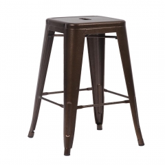 New 24'' Bronze Metal Frame Tolix Style Bar Stools Chair, Set of 4