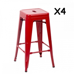 New 30'' Red Metal Frame Tolix Style Bar Stools Industrial Chair,Set of 4