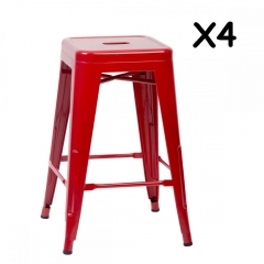 New 24'' Red Metal Frame Tolix Style Bar Stools Industrial Chair,Set of 4