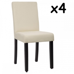New Set of 4 Beige/Grey Elegant Design Modern Fabric Upholstered Dining Chairs B164