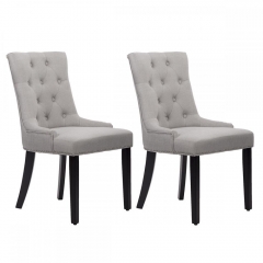 New Set of 2 Grey Elegant Fabric Upholstered Dining Side Chairs w/ Nailhead 36L