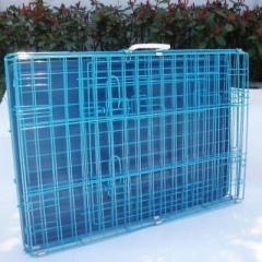 48" 2 Door Blue Folding Dog Crate Cage Kennel LC ABS