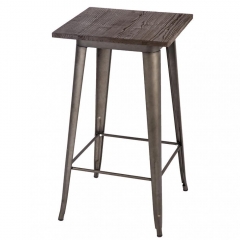 Dining Table with Wood Top Rustic Gunmetal Metal Coffee Bar Table 6060