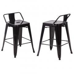 24'' Metal Frame Tolix Style Bar Stools Industrial Chair with Back,Set of 2