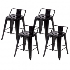 24'' Metal Frame Tolix Style Bar Stools Industrial Chair with Back, Set of 4