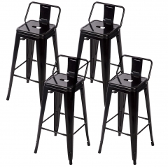 30'' Metal Frame Tolix Style Bar Stools Industrial Chair with Back, Set of 4