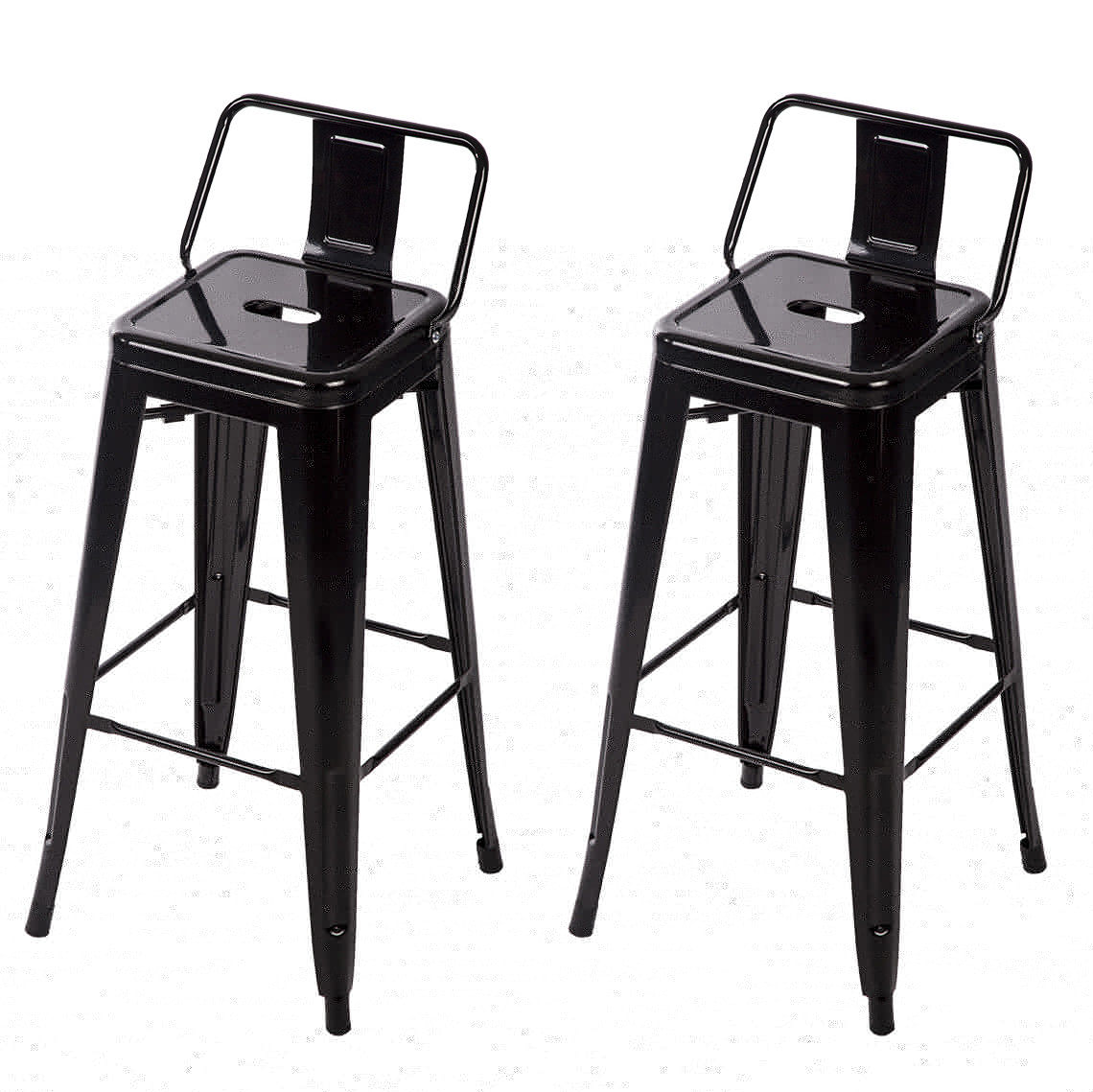 Metal Bar Stool Set of 2 Height Adjustable 30 Inches Stackable Barstools Low Backrest Kitchen Chairs  Patio Chairs Dining Stool Tolix Style Bar Stools