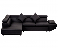 Modern Contemporary Leather Sectional Corner Sofa with Functional Armrest Left