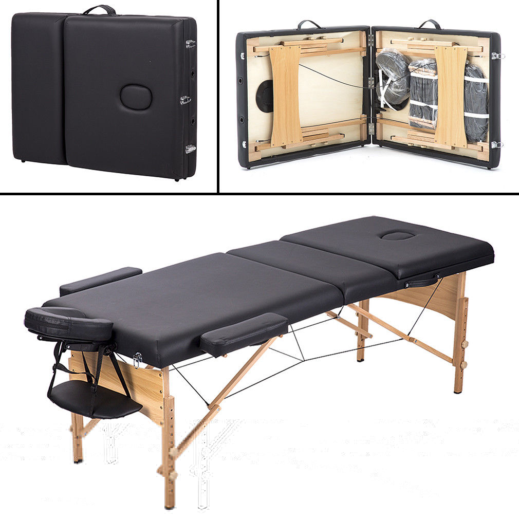 BestMassage 3 Fold Portable Massage Table w/Free Carry Case Facial Spa Bed T3