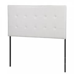 Upholstered Tufted Vinyl Headboard Twin Size, White T15